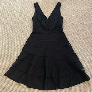 White House Black Market - Black Ruffled Tiered Mini Dress - Sz 4